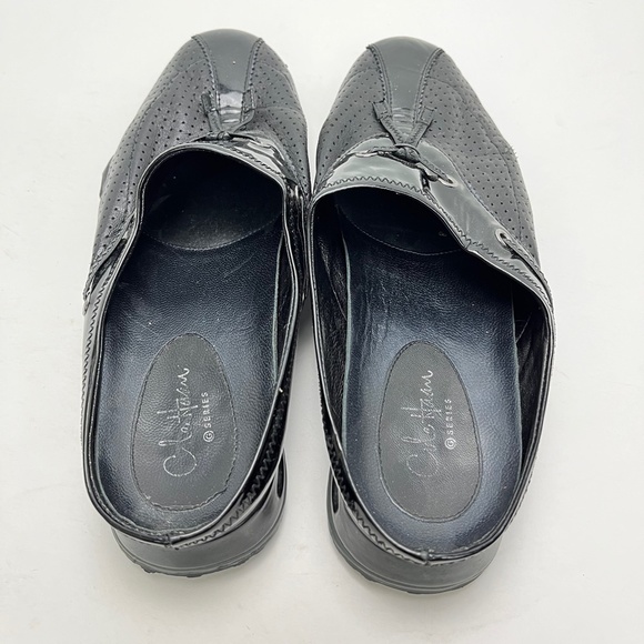 COLE HAAN G Series Black Perforated Genuine Patent Leather Mules Loafers sz 6 B - Picture 11 of 16